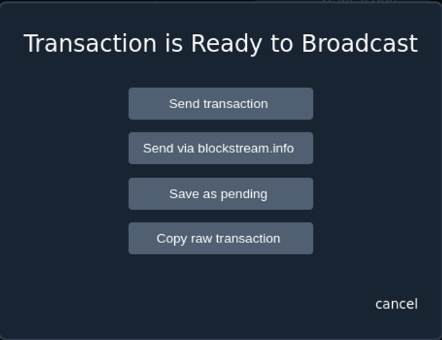 specter broadcast transaction
